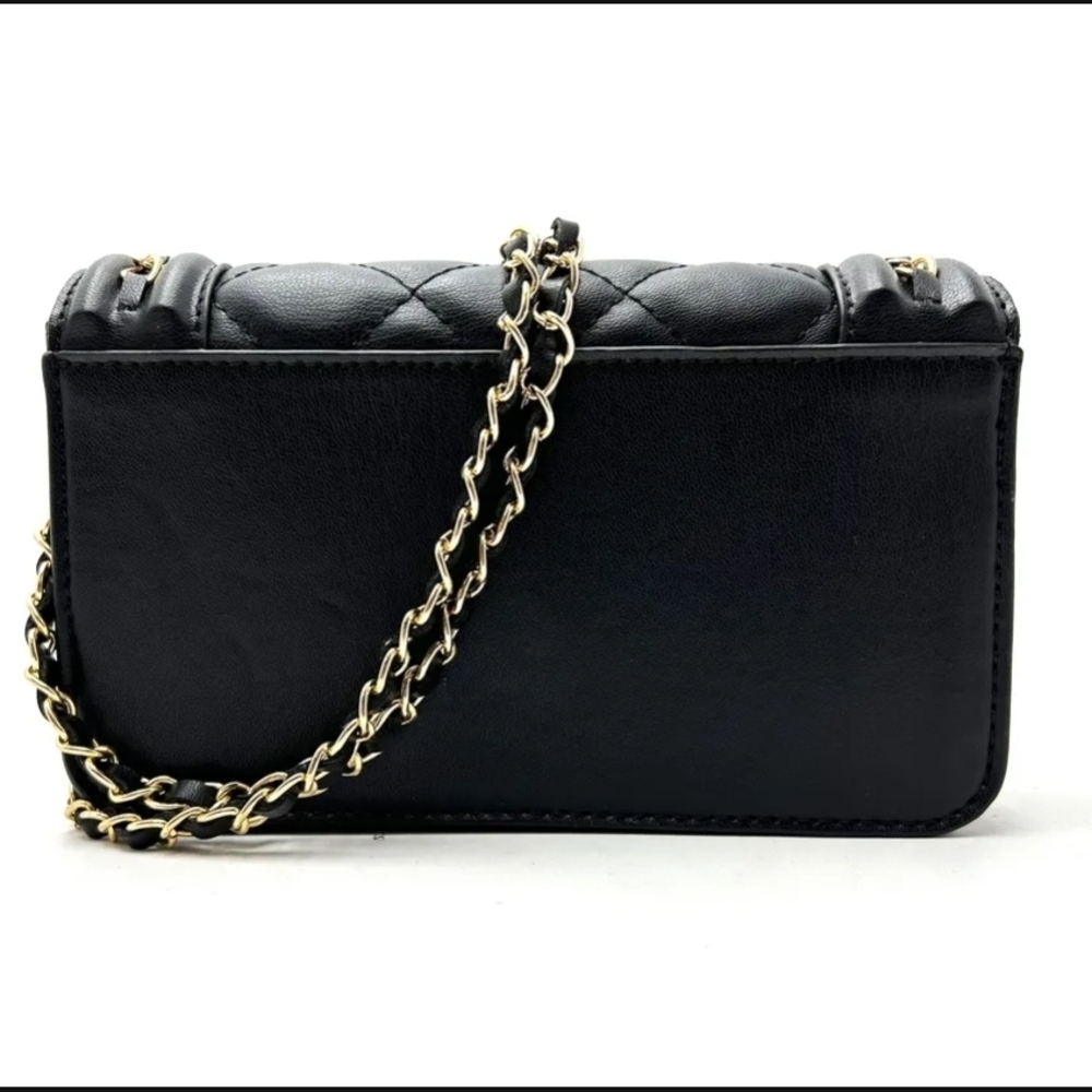 NWT Valentino Orlandi Black Quilted Crossbody Bag with Gold Chain - Picture 3 of 7
